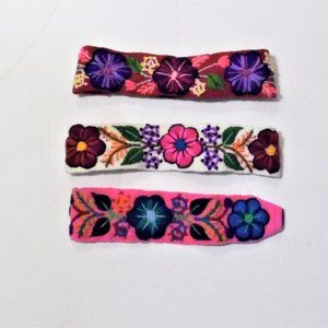 Three Handmade Embrodery  Headband Wool